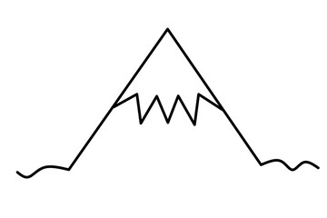 Beautiful mountain landscape in minimalist line art style, featuring majestic peaks and natural scenery. Perfect for adventure designs, travel themes, and nature lovers.