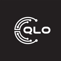 QLO letter technology logo design on black background. QLO creative initials letter IT logo concept. QLO letter design.	
