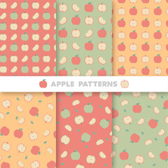 사과 과일 패턴 일러스트 배경 세트