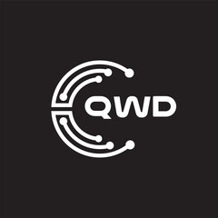 QWD letter technology logo design on black background. QWD creative initials letter IT logo concept. QWD letter design.	

