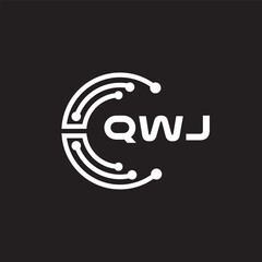 QWJletter technology logo design on black background. QWJcreative initials letter IT logo concept. QWJsetting shape design
