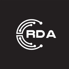 RDA letter technology logo design on black background. RDA creative initials letter IT logo concept. RDA letter design.	

