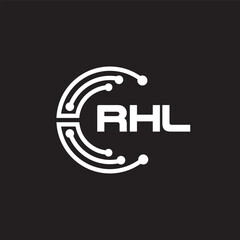 RHLletter technology logo design on black background. RHLcreative initials letter IT logo concept. RHLsetting shape design
