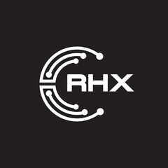 RHXletter technology logo design on black background. RHXcreative initials letter IT logo concept. RHXsetting shape design
