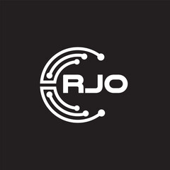 RJOletter technology logo design on black background. RJOcreative initials letter IT logo concept. RJOsetting shape design
