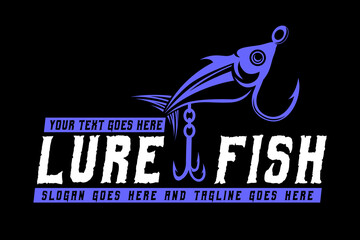 fish hooks fishing lures logo, design template vector illustration