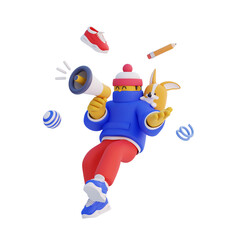 3d man with microphone