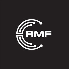 RMF letter technology logo design on black background. RMF creative initials letter IT logo concept. RMF setting shape design.
