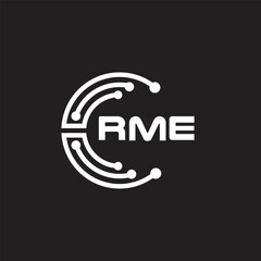 RME letter technology logo design on black background. RME creative initials letter IT logo concept. RME setting shape design.
