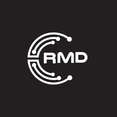 RMD letter technology logo design on black background. RMD creative initials letter IT logo concept. RMD setting shape design.
