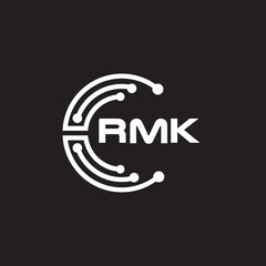 RMK letter technology logo design on black background. RMK creative initials letter IT logo concept. RMK setting shape design.
