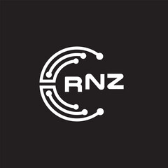 RNZ letter technology logo design on black background. RNZ creative initials letter IT logo concept. RNZ setting shape design.
