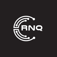 RNQ letter technology logo design on black background. RNQ creative initials letter IT logo concept. RNQ setting shape design.
