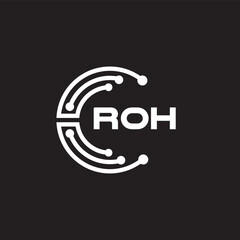 ROH letter technology logo design on black background. ROH creative initials letter IT logo concept. ROH setting shape design.
