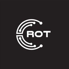 ROT letter technology logo design on black background. ROT creative initials letter IT logo concept. ROT setting shape design.
