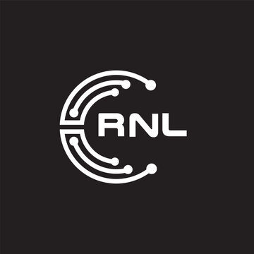 RNL letter technology logo design on black background. RNL creative initials letter IT logo concept. RNL setting shape design.

