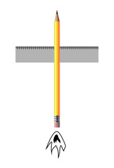 Pencil jet aircraft isolated on white background. Vector illustration