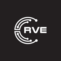RVE letter technology logo design on black background. RVE creative initials letter IT logo concept. RVE setting shape design.
