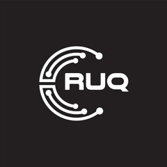 RUQ letter technology logo design on black background. RUQ creative initials letter IT logo concept. RUQ setting shape design.

