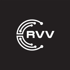 RVV letter technology logo design on black background. RVV creative initials letter IT logo concept. RVV setting shape design.
