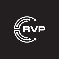 RVP letter technology logo design on black background. RVP creative initials letter IT logo concept. RVP setting shape design.
