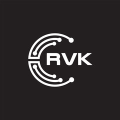 RVK letter technology logo design on black background. RVK creative initials letter IT logo concept. RVK setting shape design.
