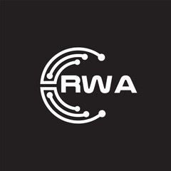 RWA letter technology logo design on black background. RWA creative initials letter IT logo concept. RWA setting shape design.
