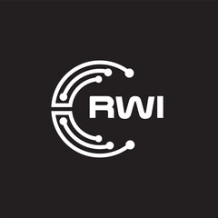 RWI letter technology logo design on black background. RWI creative initials letter IT logo concept. RWI setting shape design.
