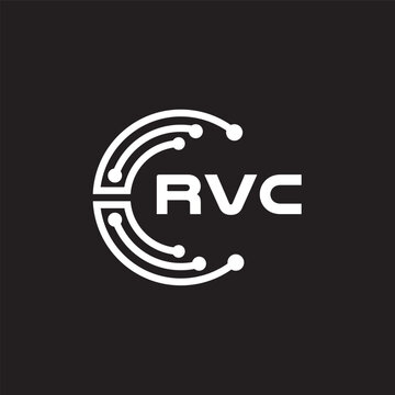 RVC letter technology logo design on black background. RVC creative initials letter IT logo concept. RVC setting shape design.
