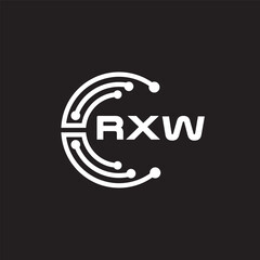 RXW letter technology logo design on black background. RXW creative initials letter IT logo concept. RXW setting shape design.
