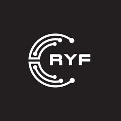 RYF letter technology logo design on black background. RYF creative initials letter IT logo concept. RYF setting shape design.
