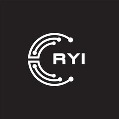 RYI letter technology logo design on black background. RYI creative initials letter IT logo concept. RYI setting shape design.

