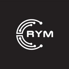 RYM letter technology logo design on black background. RYM creative initials letter IT logo concept. RYM setting shape design.
