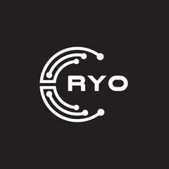 RYO letter technology logo design on black background. RYO creative initials letter IT logo concept. RYO setting shape design.
