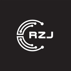 RZJ letter technology logo design on black background. RZJ creative initials letter IT logo concept. RZJ setting shape design.
