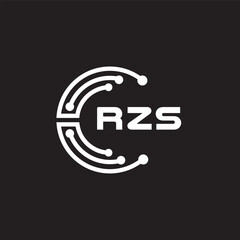 RZS letter technology logo design on black background. RZS creative initials letter IT logo concept. RZS setting shape design.
