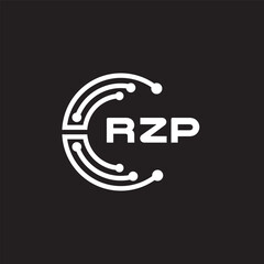 RZP letter technology logo design on black background. RZP creative initials letter IT logo concept. RZP setting shape design.

