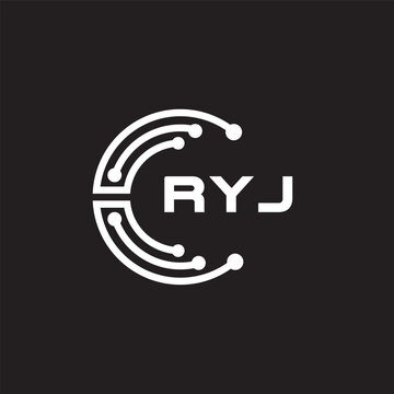 RYJ letter technology logo design on black background. RYJ creative initials letter IT logo concept. RYJ setting shape design.

