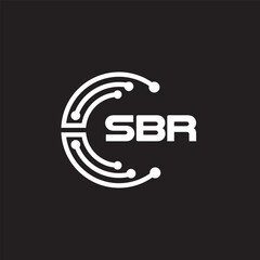SBR letter technology logo design on black background. SBR creative initials letter IT logo concept. SBR setting shape design.
