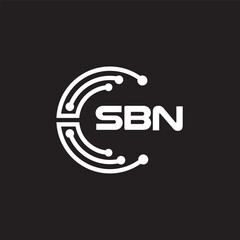 SBN letter technology logo design on black background. SBN creative initials letter IT logo concept. SBN setting shape design.
