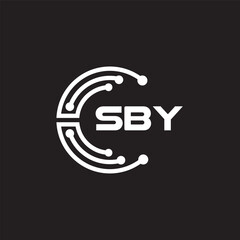 SBY letter technology logo design on black background. SBY creative initials letter IT logo concept. SBY setting shape design.
