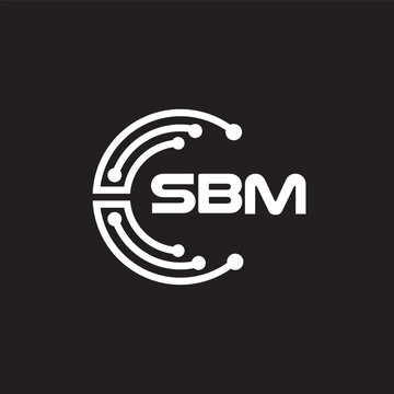 SBM letter technology logo design on black background. SBM creative initials letter IT logo concept. SBM setting shape design.
