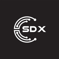 SDX letter technology logo design on black background. SDX creative initials letter IT logo concept. SDX setting shape design.
