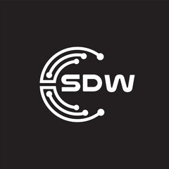 SDW letter technology logo design on black background. SDW creative initials letter IT logo concept. SDW setting shape design.
