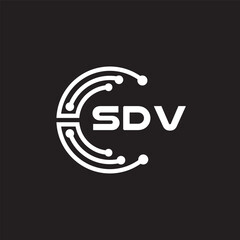 SDV letter technology logo design on black background. SDV creative initials letter IT logo concept. SDV setting shape design.

