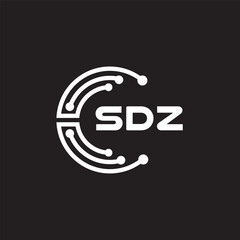 SDZ letter technology logo design on black background. SDZ creative initials letter IT logo concept. SDZ setting shape design.
