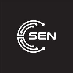 SEN letter technology logo design on black background. SEN creative initials letter IT logo concept. SEN setting shape design.  © designhill