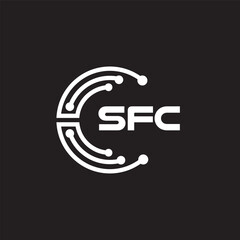 SFC letter technology logo design on black background. SFC creative initials letter IT logo concept. SFC setting shape design.
