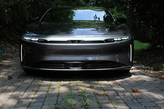Luxury electric car Lucid Air, front view.