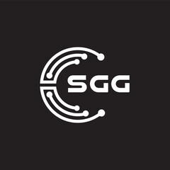 SGG letter technology logo design on black background. SGG creative initials letter IT logo concept. SGG setting shape design.
